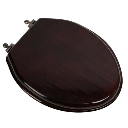 Plumbing Technologies Designer Solid Elongated Oak Wood Toilet Seat With Oil Rubbed Bronze Hinges, Mahogany 5F1E2-16OB